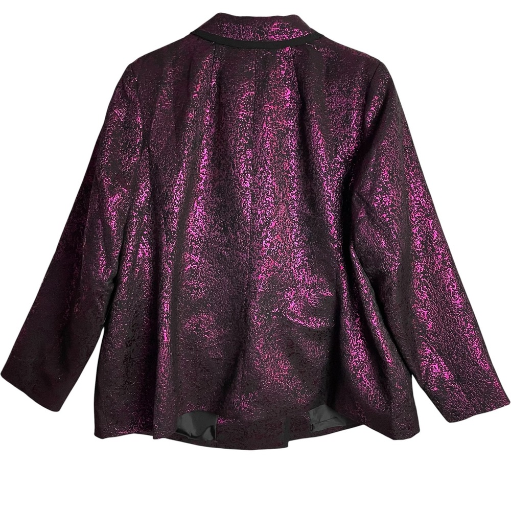 NWT Eloquii Womens Metallic Blazer Size 22 Magenta Brocade Double Breasted Party - Picture 3 of 10